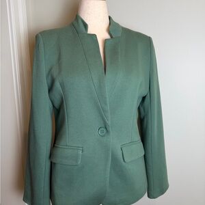 Soft, Stretchy Jersey Notch Collar Women's Green Blazer